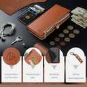 XcaseBar for Samsung Galaxy S23 5G Wallet case with Zipper RFID Blocking Credit Card Holder, Flip Folio Book PU Leather Phone case Shockproof Cover Women Men for Samsung S23 case Light Coffee