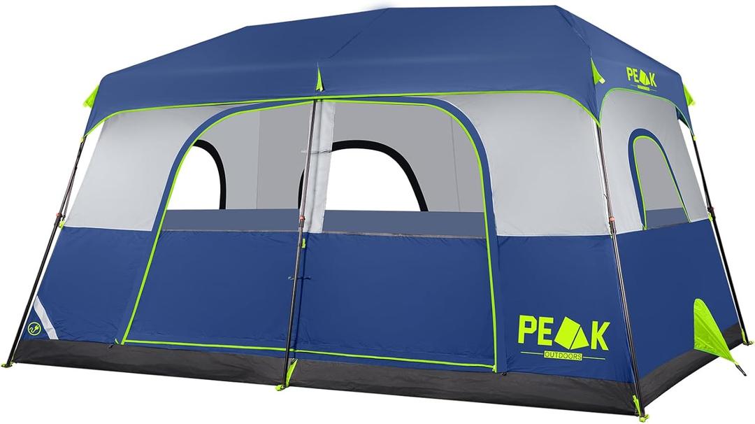 PEAK OUTDOORS Instant Tent 8 Person Tents for Camping, 60 Second Easy Setup Portable Camping Cabin Tent with Rainfly, Waterproof Pop Up Tents for Family Camping & Hiking with Expandable Carry Bag