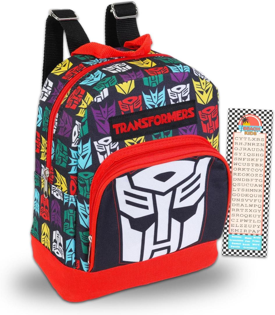 Transformers Mini Backpack for Women Set - 10 Canvas Transformers Backpack with Front Pocket and Bookmark | Transformers Backpack Purse Bundle