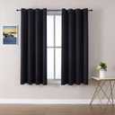 ChrisDowa Grommet Blackout Curtains for Bedroom and Living Room - 2 Panels Set Thermal Insulated Room Darkening Curtains (Black, 52 x 45 Inch)