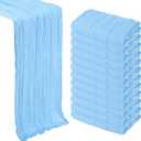 12 Pack Baby Blue Cheesecloth Table Runner 10Ft Gauze Cheese Cloth Table Runner 35x120 Inch Boho Sheer Rustic Fabric for Party Decor Baby Shower Wedding Centerpiece Home Table Decorations