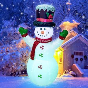AJY 4FT Christmas Snowman Inflatable LED Lights Indoor Outdoor Yard Lawn Decoration Cute Fun Holiday Blow Up Party Display