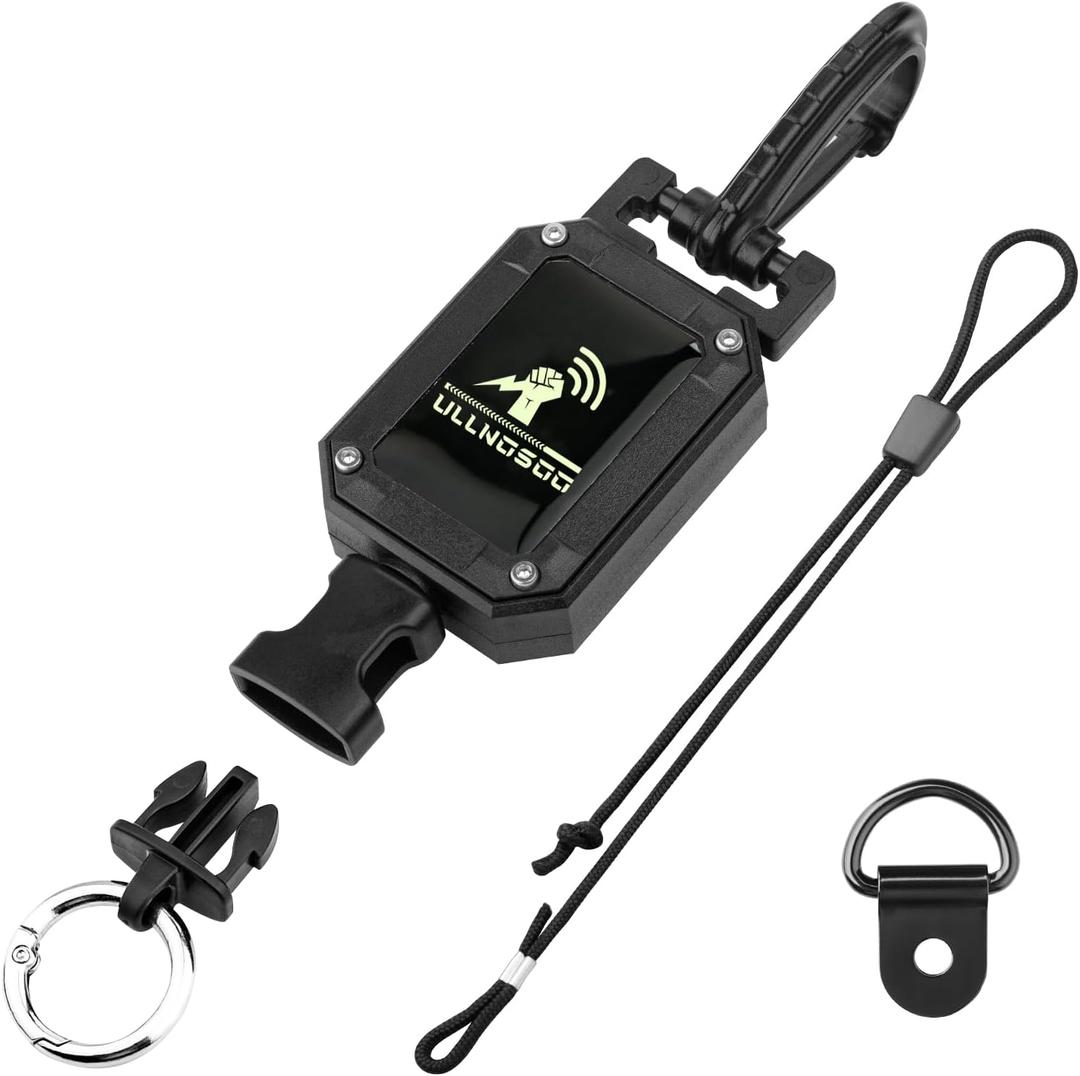 CB Mic Holder, Luminous Material Retractable Microphone Hanger Keeper CB Radio Accessory, Heavy-Duty Mic Tether 32" Stainless Steel Cord with Adjustable Mount Kit, Ideal for Truck Night Driving