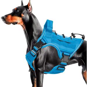 Heavy-Duty Tactical Dog Harness for Large Dogs, No Pull Adjustable Reflective Pet Vest with Molle System, K9 Military-Grade Control for Service Training, Outdoor & 10+ Breeds, Blue, Medium