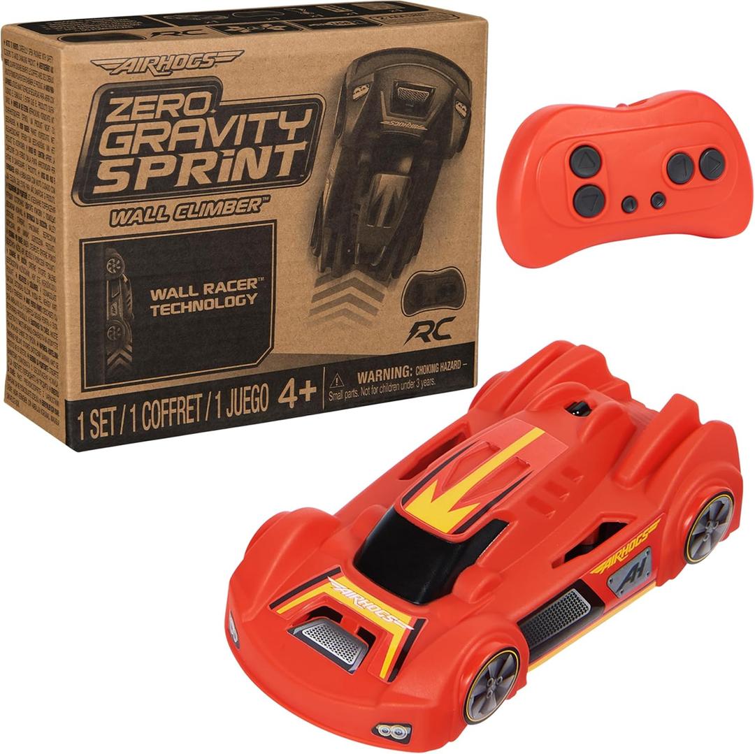 Air Hogs, Zero Gravity Sprint RC Car Wall Climber, Red USB Micro B Rechargeable Indoor Wall Racer, Over 4-Inches, Kids Toys for Kids Ages 4 and up (Red Sprint (New))
