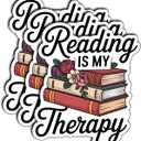 (3Pcs) Reading is My Therapy Stickers Book Lover Vinyl Decal Motivational Reading Quote for Students Teachers Library Lovers Water Bottle Laptop Notebook Scrapbook Aesthetic Bookworm Gifts 3x2.5