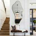 Irregular Wall Mirror, 47"x22" Gold Asymmetrical Mirror with Metal Frame, Modern Organic Shaped Mirror for Living Room Bedroom Hallway Entryway, Horizontal or Vertical Wall Hanging