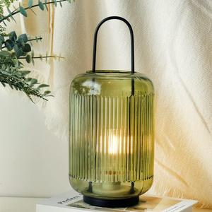 JHY DESIGN Battery Powered Table Lamp 11.5''H Cordless Lamp Battery lamp with Handle Hanging LED Lantern Involve 6H Timer for Indoor Parties Outdoor Wedding Balcony Garden(Amber-Green)