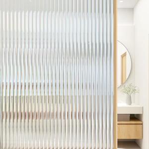 Beautyhero Window Privacy Film, Frosted Reeded Glass Cling, 3D Decorative Coverings with UV Blocking, Adhesive Stickers for Bathroom Doors Cabinet