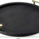 American Atelier Round Serving Tray- Large Decorative Platter w/Carry Handles in Gorgeous Leatherette Finish Perfect for Food, Drinks, Ottoman or Centerpiece, Gray/Green, 1630071, 17'' 2