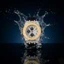 Men's 43mm Iced Out Octagonal Case Silicone Band Watch