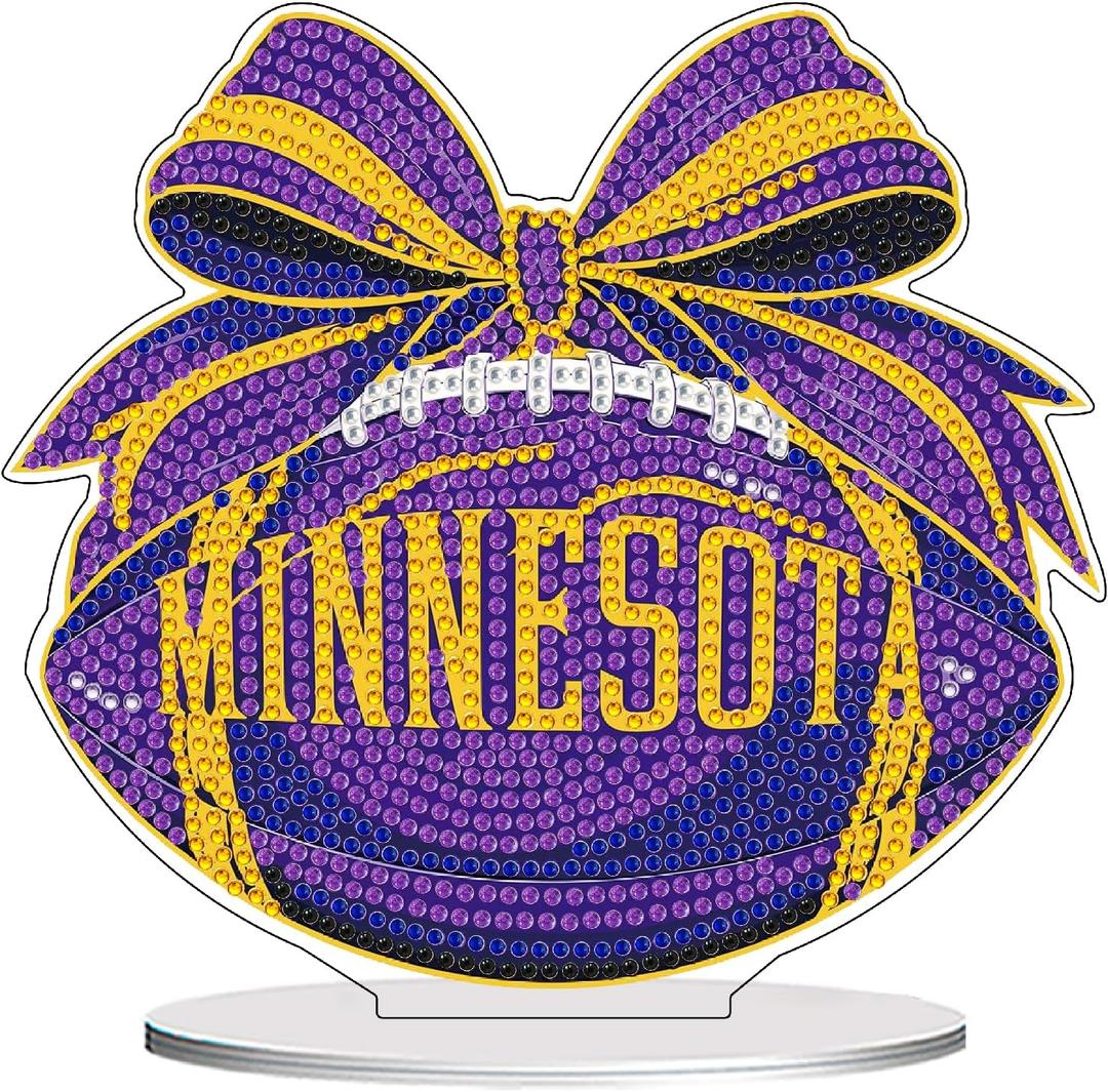 Fairyland JinWenn Decor for Home Diamonds Art kit Decorations, Football Diamonds Painting Kit for Adult Tabletop Gift DIY 5D Diamonds Dots Minnesota Home Special Crystal Diamond 7.9x7.3 inch