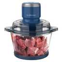 La Reveuse Food Processor,Electric Food Chopper with 7-Cup (1.7L) Glass Bowl, 4 Bi-Level Blades for Chopping,Grinding,Mincing,Whisking,Meal Prep,300W,Blue