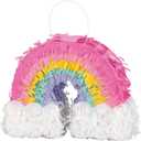 Mini Rainbow Pinata Favor Decoration (1 Pc) - Vibrant & Fun Party Essential for Candy Storage, Table Dcor & Festive Celebrations