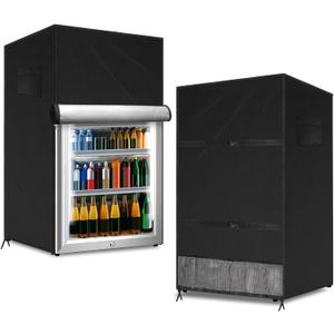 Outdoor Refrigerator Cover Dustproof Freezer for Protecting Upright Freezers/Beverage Refrigerator Compact 3.0 Cubic Foot Freezer Covers Outdoor (Black, 22" x 23" x 34")