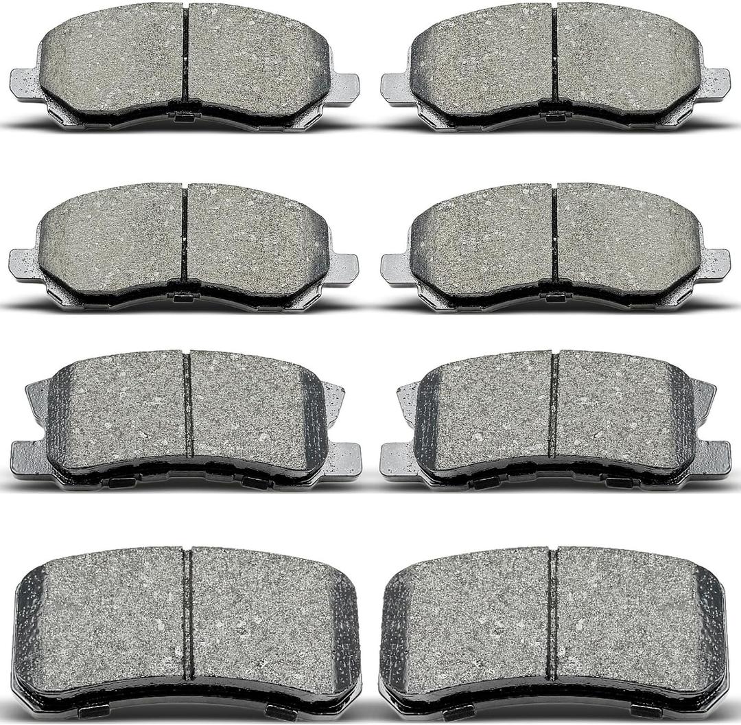 Front Rear Brake Pads Set Compatible with Chrysler 200 2011-2014,2007-2010 Sebring,2008-2014 Avenger,2007-2016 Compass/Patriot,2008-2016 Lancer,2007-2013 Outlander, 2011-2012 RVR