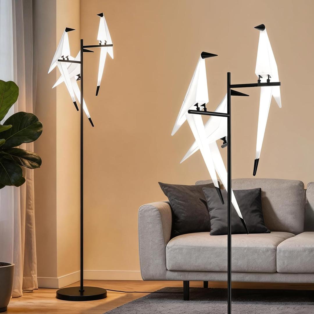 Modern LED Floor Lamp with 3 Bird-Shaped Shades