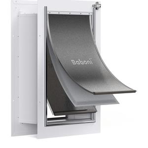 Baboni 3-Flap Pet Door for Wall, Steel Frame and Telescoping Tunnel, Aluminum Lock, Double Flap Dog Door and Cat Door, Strong and Durable (Pets Up to 100 Lb) -Large