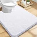OLANLY Toilet Rugs U-Shaped 24x20, Extra Soft Absorbent Chenille Contour Bathroom Rugs for Toilet, Dry Quickly, Machine Washable, Non-Slip Bath Mat, White
