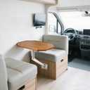 Side Mounted Boat Dinette, Removable, Adjustable Direction Boat Table Wall Mounted Dinette, ABS Waterproof Stainless Steel Table Legs Caravan and Boat. (Silver)