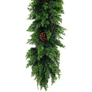 9 Ft Christmas Cedar Garland - Cypress Garlands, Artificial Real Touch Pine Garlands - Garland Xmas Decorations for Table, Mantle, Wall, Indoor, Outdoor Christmas Decorations