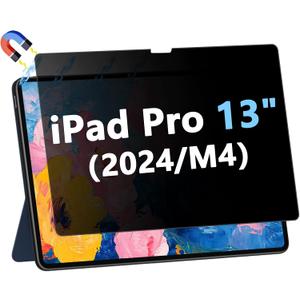 Magnetic Privacy Screen Protector for iPad Pro 13 inch 2024 (M4), Anti-Glare & Blue Light Filter, Removable Privacy Film for iPad Pro 13 M4, Easy Magnetic Attachment