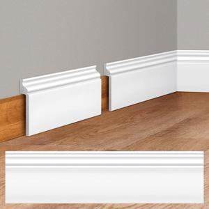 Pangda 4 Pcs 39.4 x 5.5 in White Wall Baseboard Covers Skirting Board Covers for 4.13 x 0.5in Baseboard Trim Polystyrene Moulding Easy DIY Installation for Room Office, Installed with Glue Not Include