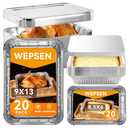 40 Pack Aluminum Pans with Lids,20 Large 9x13" Aluminum Pans Disposable (10 Heavy Duty Lids) & 20 Medium 8.5x6" Foil Pans (20 Foil Covers), Aluminum Trays With Lids for Baking, Meal Prep, Takeout