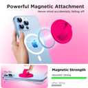 Upgraded Magnetic Phone Grip, Liquid Silicone Soft and Portable, Removable Finger Loop Ring Grip Holder for iPhone, Strong Magnetic Attraction, Compatible with MagSafe Phone Case, Neon Pink