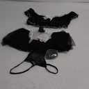 Sexy Stockings Mini Skirt Mesh Sheer Lace Halloween Costume Maid Outfit Lingerie with Thong Set 4 Piece L