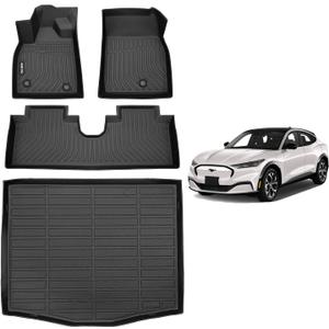 AIPOIL Floor Mats & Cargo Liner Set for Ford Mustang Mach E 2021-2025 All Weather Protection Full Set Custom Car Mats Accessories - Black