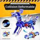 2 x Collision Transforming Dinosaur Car Toy, 2 in 1 Magnetic Cars Transform into Dinosaur Toys for Boys,Girls,Kids,Toddler,Fun Transformation Dino Car Robot Toys Christmas Birthday Gift (Blue)