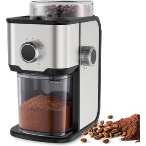 Ollygrin Burr Coffee Grinder Electric, Adjustable Flat Burr Coffee Grinder, Coffee Beans Grinder for Home Use, Compact with 14 Grind Sizes for Home & Office