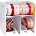 Krafetto Ribbon Storage Organizer Rack, Wall-Mountable Ribbons Holder Rack for Craft Room, Desktop Ribbon Spool Holder Organizer for Ribbons up to 5-7/10" in Diameter