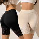 J-pone Slip Shorts for Under Dresses Smooth Anti-Chafing Lace Shorts for Women Boyshorts Seamless High Waisted Underwear (S)