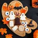 Mezchi Cute Ghost Shape Halloween Charcuterie Board, Decorative Bamboo Serving Platter Tray, Wood Cheese Cutting Board, Charcuterie Tray Plates for Halloween Kitchen Decor, Gifts