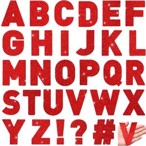 Harloon 232 Pcs 24 Sheets Large Glitter Letter Stickers Big Font Alphabet Letter Self Adhesive Letters Kit Mailbox Stickers for Mailbox Bulletin Boards Classroom Home(Red,6 Inch)
