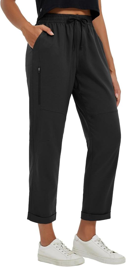 BALEAF Women's Hiking Pants Ripstop Water Resistant Lightweight Golf Pants Quick Dry Zip Pockets Work Travel Clothes (Black, XS)