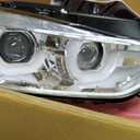 SPEC-D TUNING Chrome LED U-Halo Projector Headlights w/LED Strip Compatible with 2012-2015 BMW F30 3-Series Sedan HID Type, Left + Right Pair Headlamps Assembly