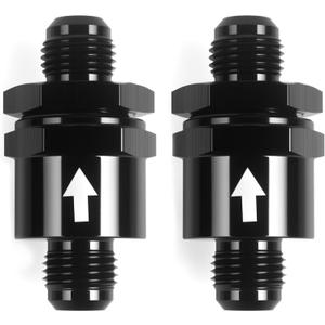 AN6 One Way Non Return Check Valve 6AN to AN6 Male Flare Inline Fitting Aluminum Black 2PCS