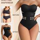 Shapewear Bodysuit Tummy Control Strapless Bra Shapewear for Women Strapless Faja Body Shaper Thong Light Shapewear Black 2XL