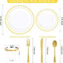 WELLIFE 350-Piece Gold Disposable Plates and Cutlery Set - Premium 10.25" Dinner Plates, 7.5" Dessert Plates, 9oz Cups & Cutlery for Weddings, Catering Events - 50 Guest Service - Elegant & Sturdy