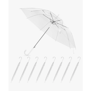 8 Pack Clear Wedding Umbrellas, High-Visibility Transparent Rain Umbrella, Firm and Durable, Easy Operation, Large for Two People and Fit for Wedding Bride Groom Photography Golf Outdoor