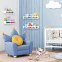 Forbena 24 Inch Wall Bookshelf for Kids Bedroom Set of 4, White Floating Nursery Book Shelves for Baby Toddler Children Girls Boys Room Decor, Large Wood Wall Mount Bookshelves and Toy Storage, 23.6 Inch