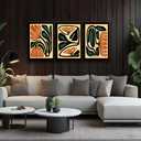 XIGBAWAN 3Pcs Mid Century Floral Wall Art Boho Abstract Botanical Canvas for Living Room Bedroom Office Decor 16x24 Inch