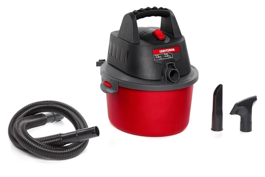CRAFTSMAN CMXEVBE17250 2.5 Gallon 2.5 Peak HP Wet Dry Vac, Portable Shop Vacuum Wet and Dry with Filter Bag, Hose and Attachments for Cleaning in the Home