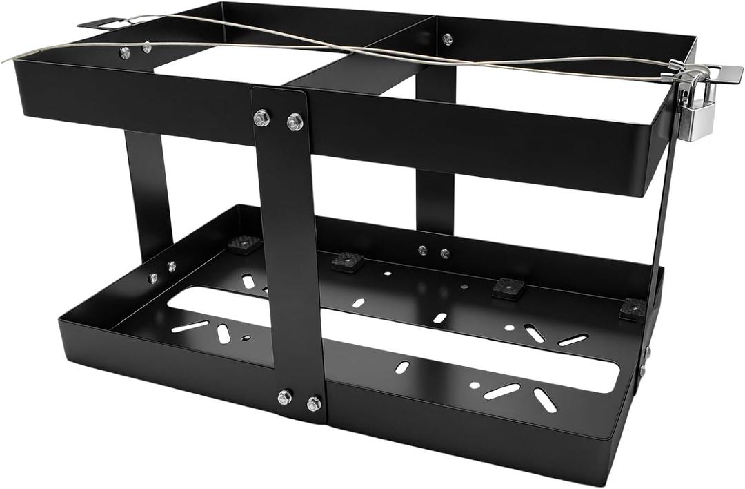Upgrade Fuel Jug Holder, Black Gas Can Holder for Trailer, Sturdy Four-Way Support and Locking Straps, Fits Two 5 Gallon Fuel Containers, Compatible with Vp Gas Can