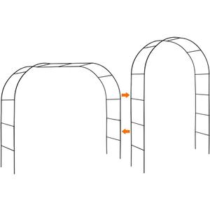 Mr.Ton Garden Arch Arbors, Trellis for Climbing Plants Outdoor 6-8ft, Two Way Assemble Wedding Decoration Metal Arch,Black