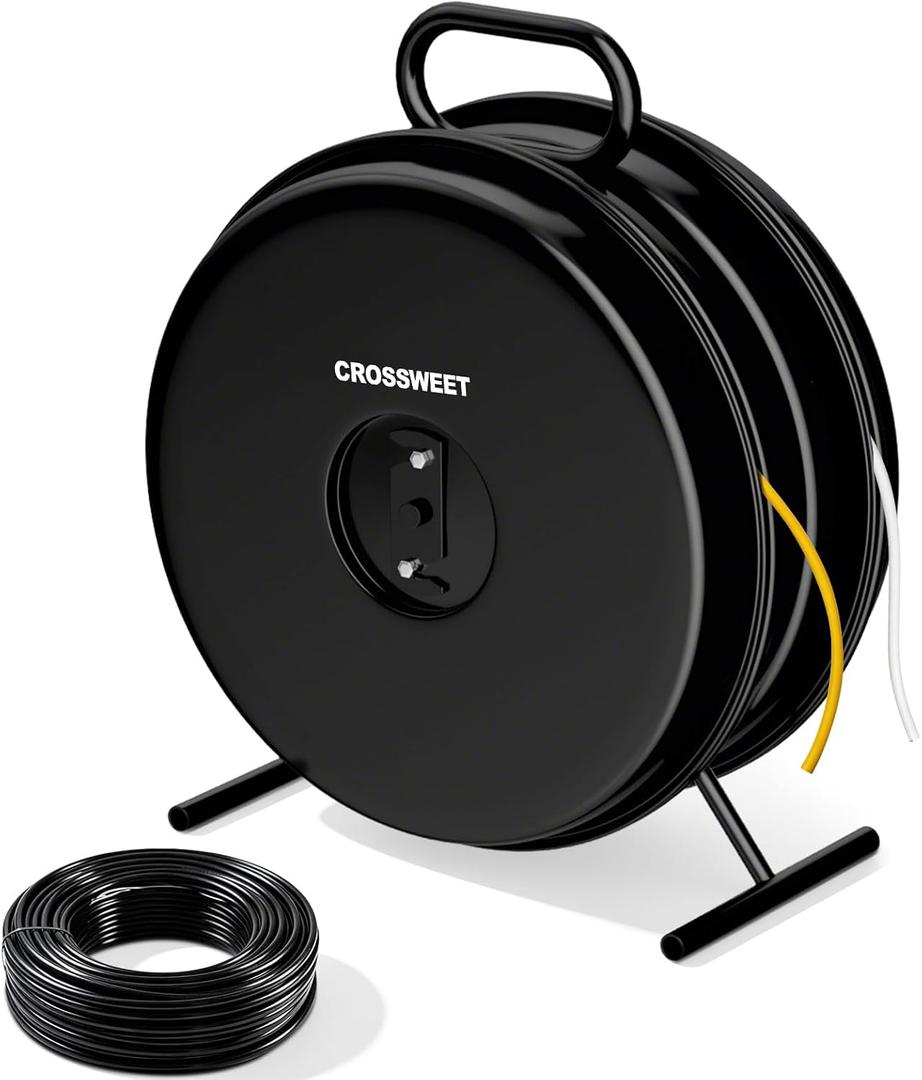 Upgraded 415D Wire Dispenser Wheel, Dual Capacity 2-Reel Wire Dispenser with Easy Grip Handle & Aluminum Reel, Compatible with 250ft 14/2 14/3 14/4 12/2 12/3 10/2 Electrical Wire Rolls