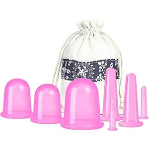 MAFLY Cupping Therapy Sets 7Pcs Silicone Anti Cellulite Cup Vacuum Suction Massage Cups Facial Cupping Sets Body and Face Massager for Adults Home Use (Pink)
